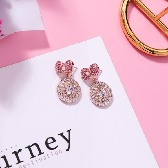 ❤️️NEW UNIQUE Cute Bow Circle Handmade Earrings H9 - Picture 2 of 2